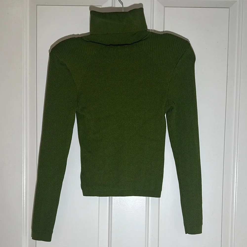 Green Turtleneck Sweater with Gold Buttons - Picture 2 of 2